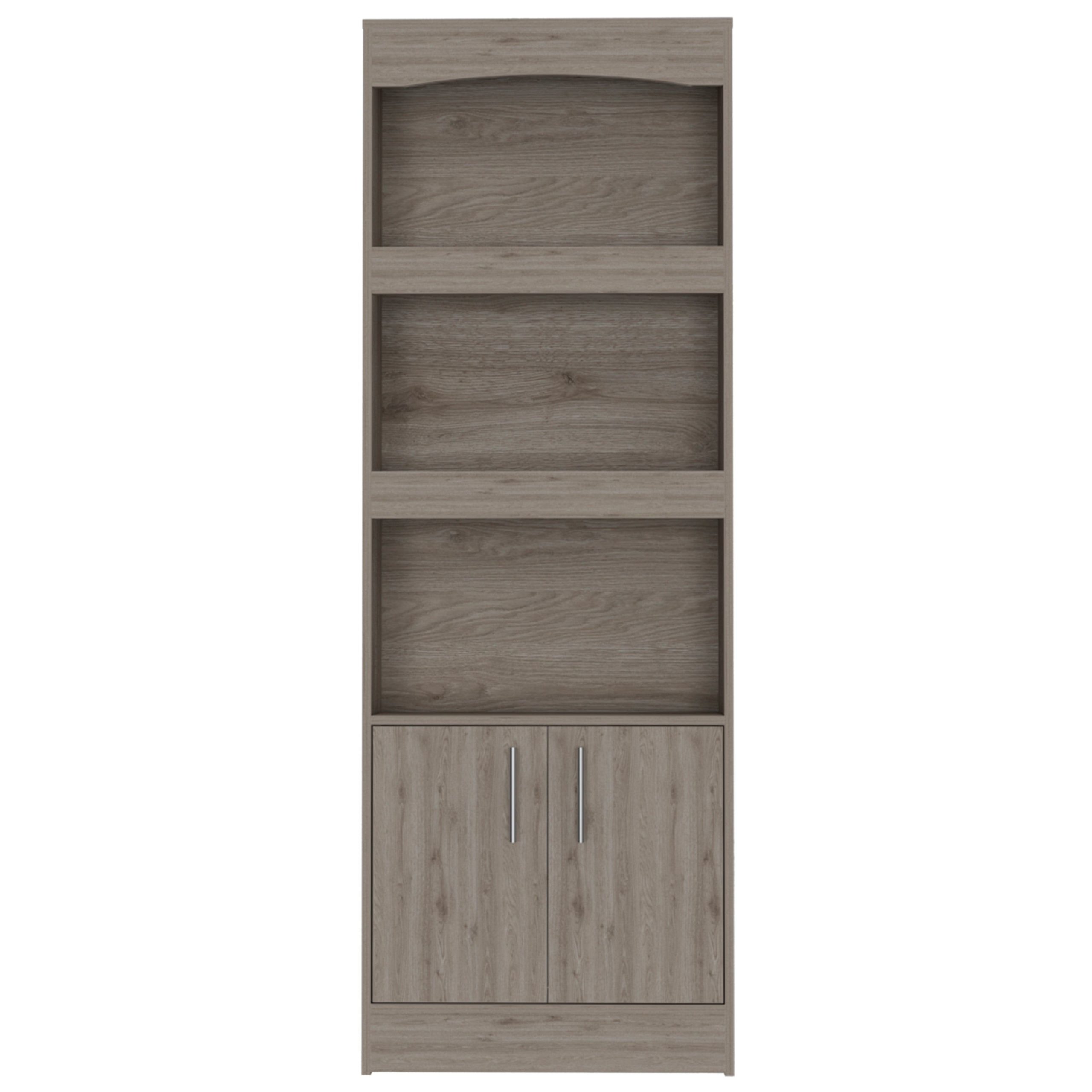 Durango Bookcase; Three Shelves; Double Door Cabinet