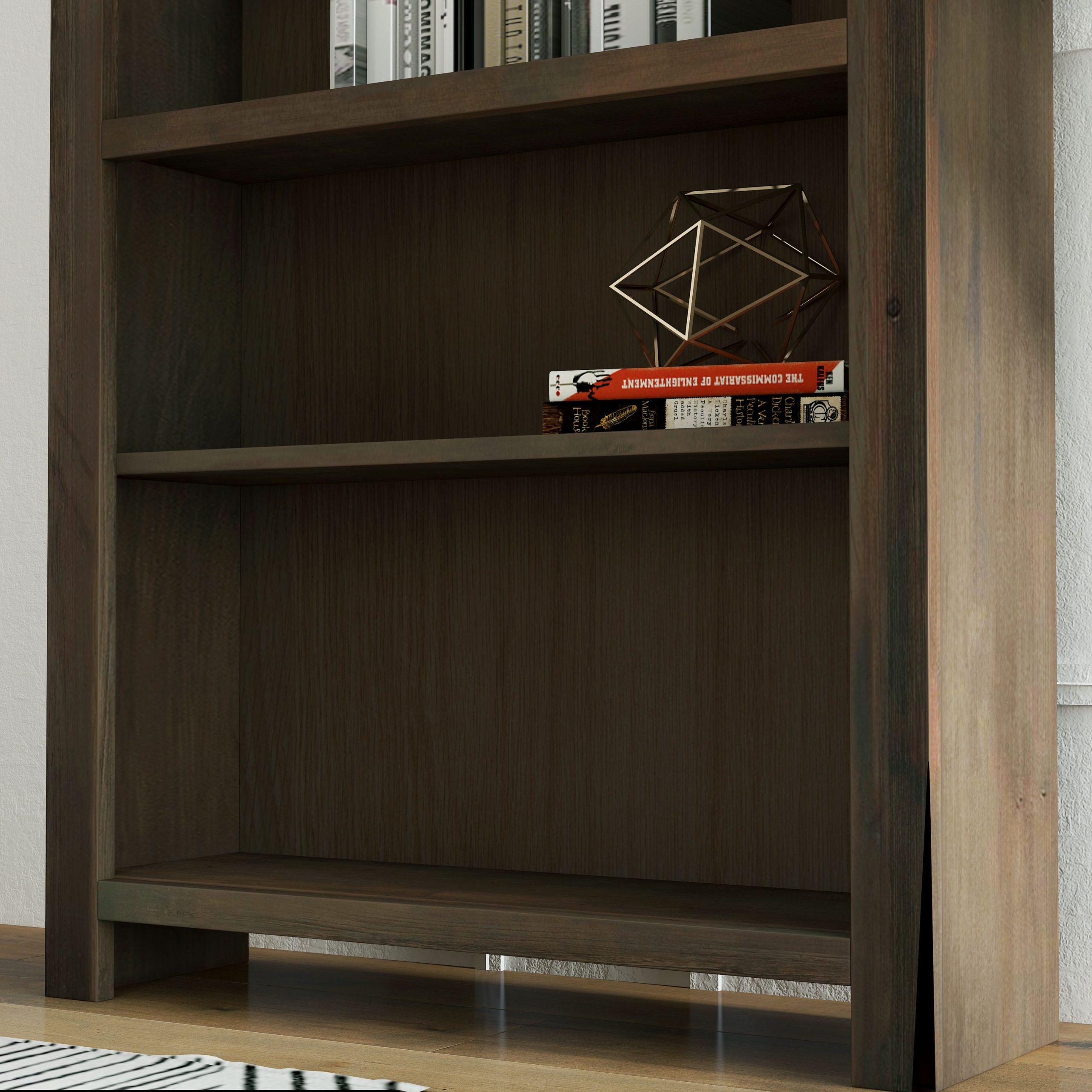 Bridgevine Home Joshua Creek 72 inch high 5-shelf Bookcase, No Assembly Required, Barnwood Finish