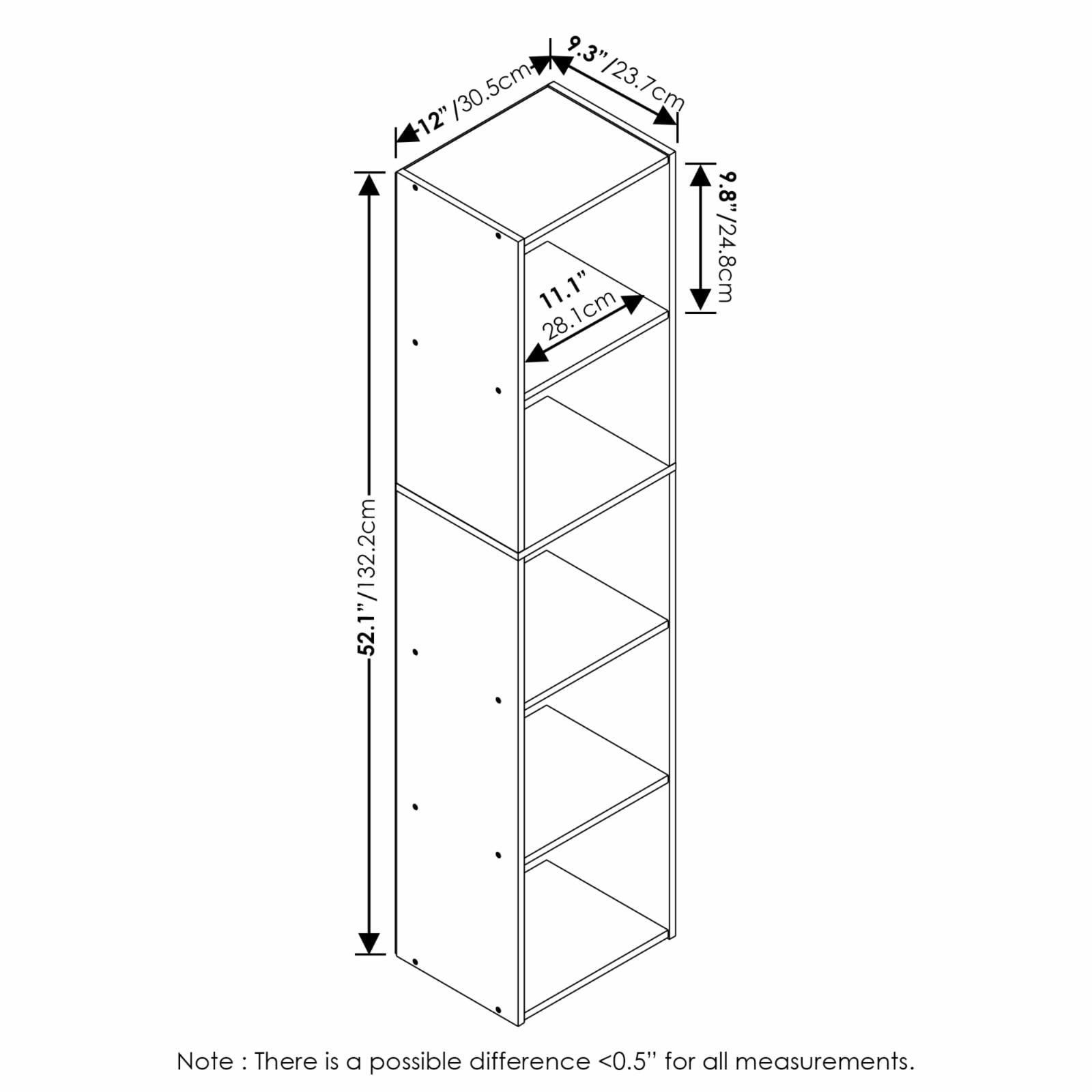 Pasir 5-Tier Open Shelf Bookcase;  White