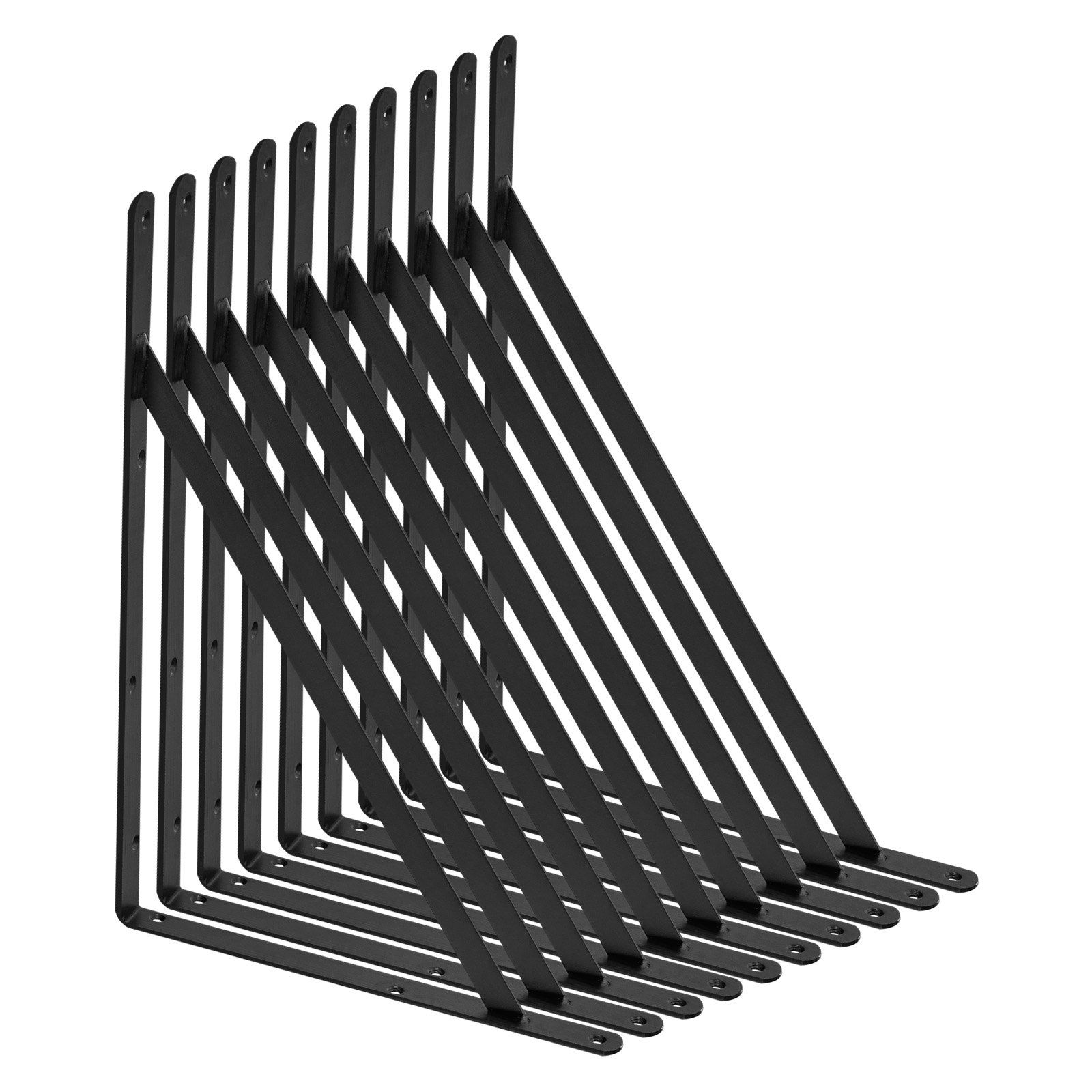 VEVOR Shelf Bracket, 12 x 8 in 10 Pcs, Heavy Duty Floating Shelf Brackets, Brackets for Shelves, 3mm Thick Matte Black Triangle Shelf Bracket,Steel Shelving Brackets with 160 lbs Load Capacity