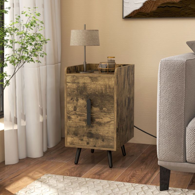 Nightstand Side Tables with 2 Drawers for Living Room Bedroom