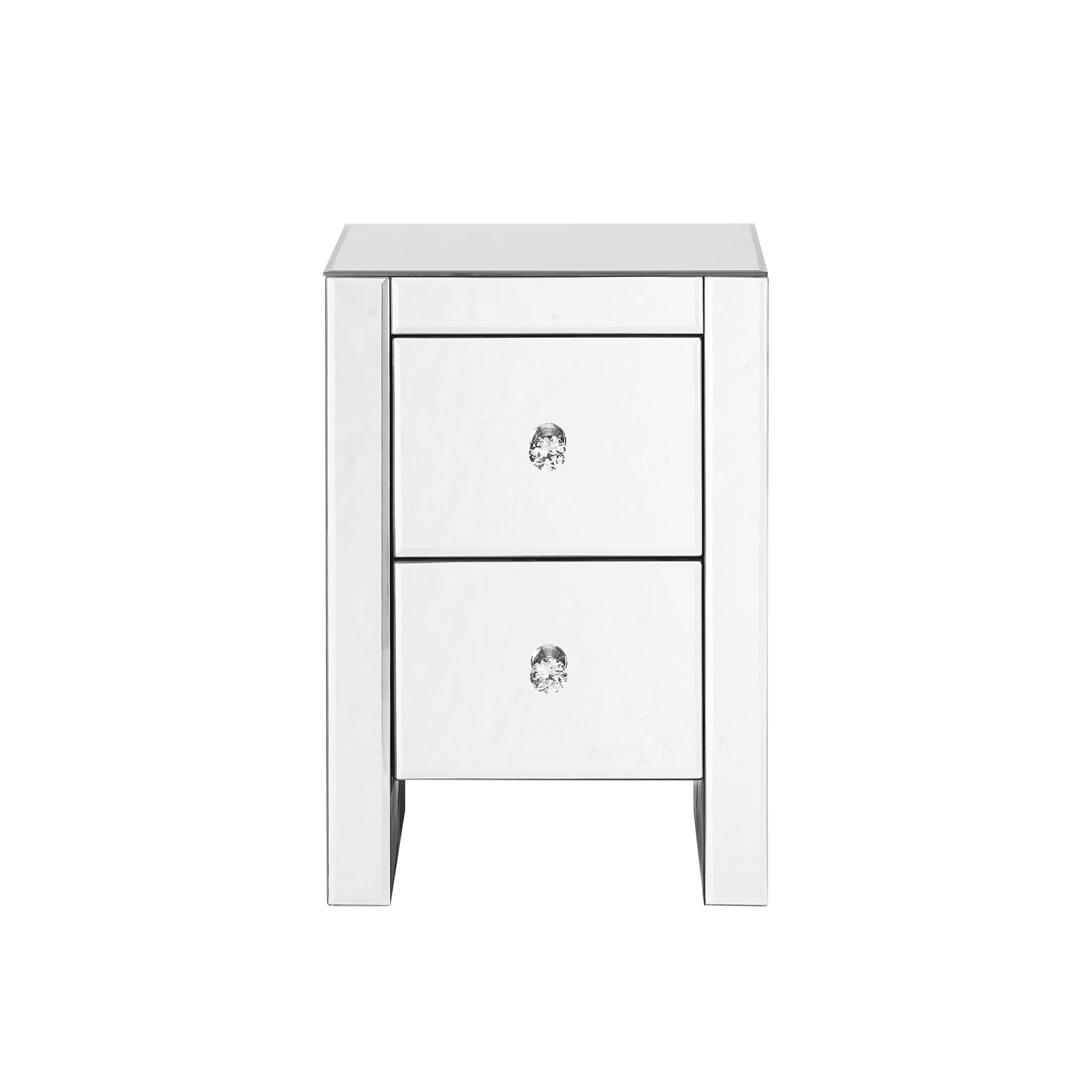 Mirrored Nightstand End Tables with 2/3/4-Drawer;  Silver Modern Beside Table;  Mirror Accent Side Table for Bedroom;  Living Room